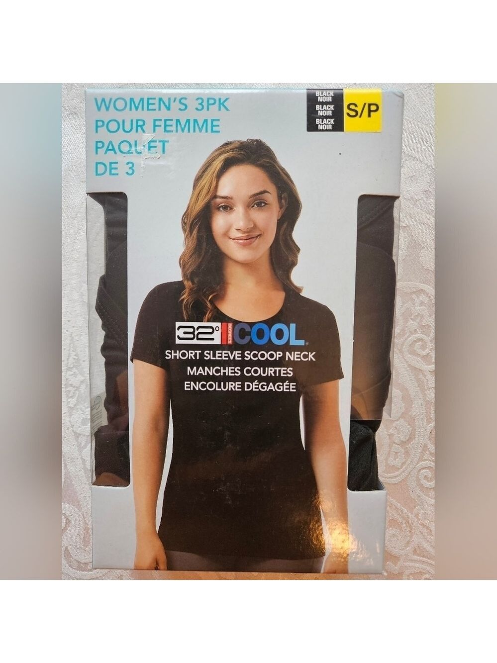 32 Degrees Cool Quick Dry T-Shirts, Box of 3 Black Shirts, Small, New in Box